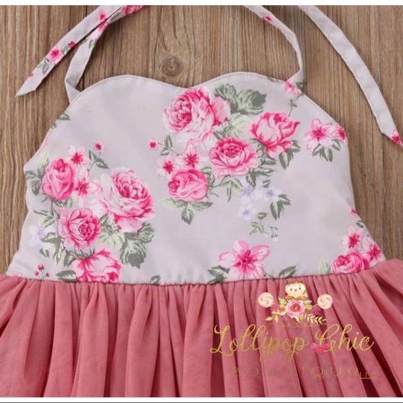 NWT Girls Halter Tie Vintage Floral Tutu Dress